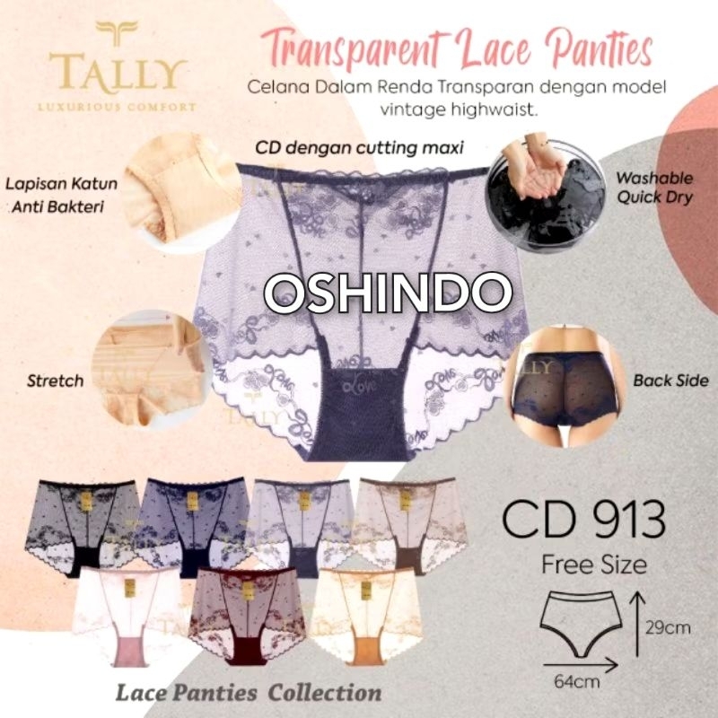 Tally 913 CD Celana Dalam Transparan Wanita Seksi Brokat Jumbo Fit To XXL