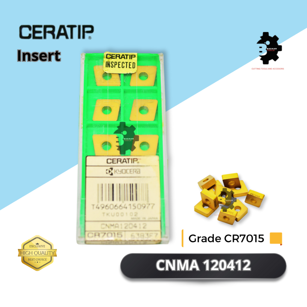 Insert CNMA 120412 Grade CR7015 - Merk Ceratip - Insert Pahat Bubut - Pisau Pahat - Baru - Original 