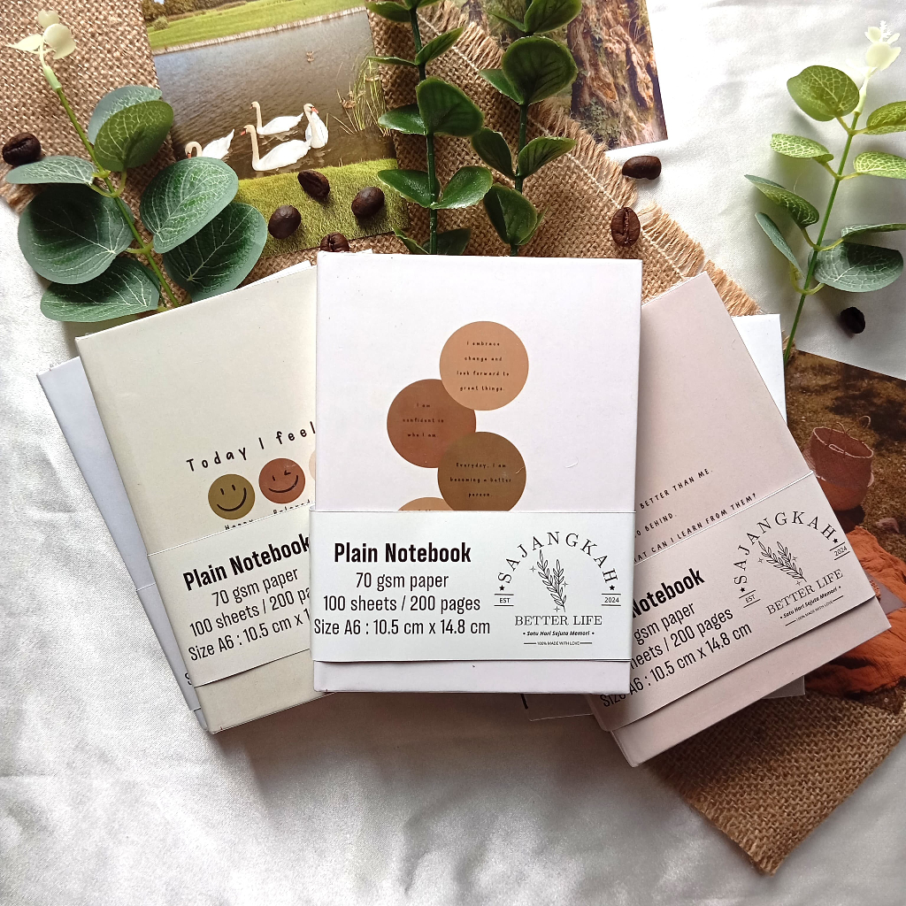

[Sajangkah Better Life] Plain Notebook A6 | Reminder & Quote Notebook | Aesthetic Notebook | Jurnal | Journal | Buku Notebook