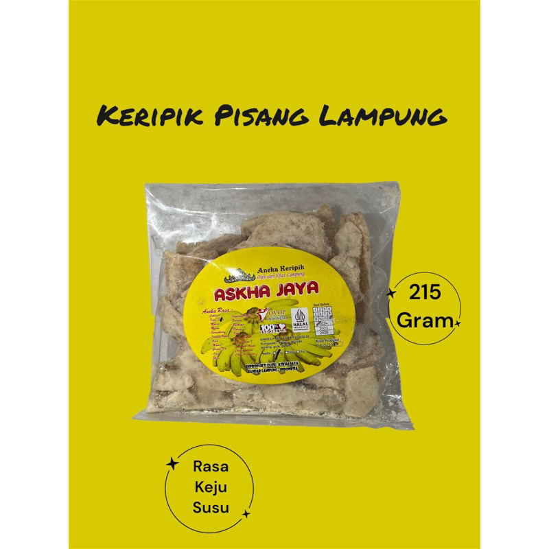 

Keripik Pisang Lampung Askha Rasa Keju Susu Kemasan 215g