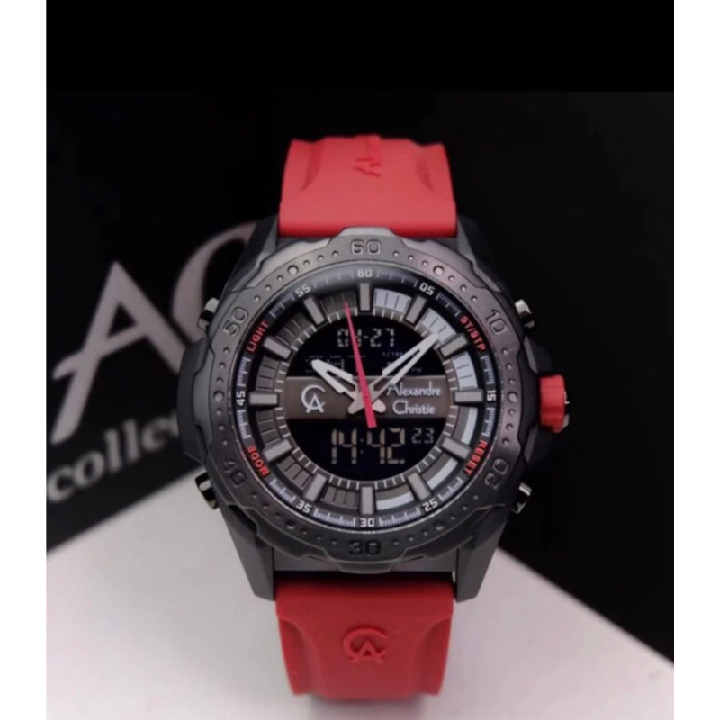 JAM TANGAN PRIA ALEXANDRE CHRISTIE 9370MH / AC 9370 RUBBER DUAL TIME [ORIGINAL]