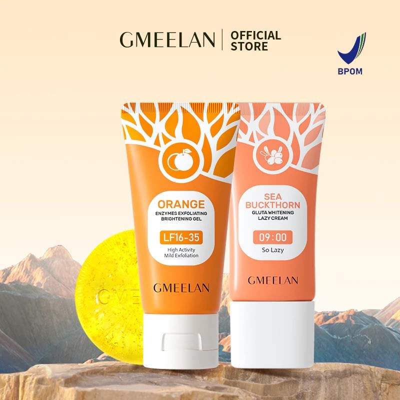 GMEELAN Orange Exfoliating Gel Peeling Face Eksfoliasi Wajah + Gluta Whitening Lazy Cream Day Cream 