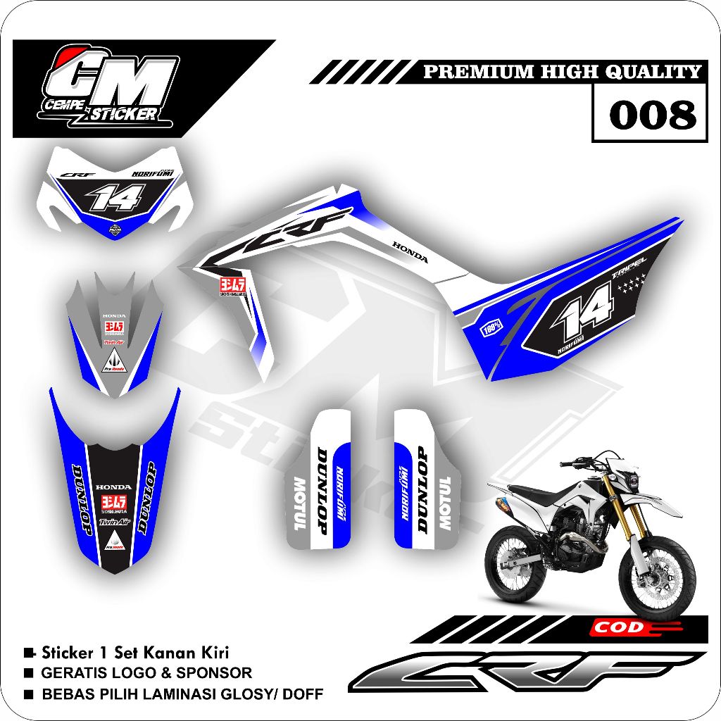 Stiker Lis Variasi CRF 150 L Decal Striping Standar CRF 150 L Premium Racing CM08
