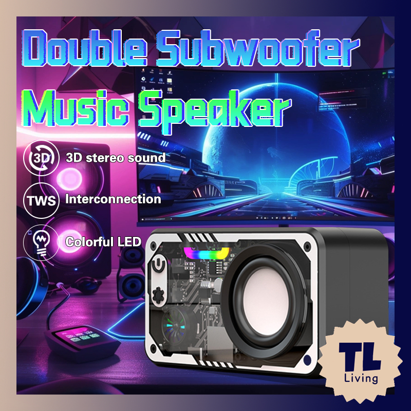 【COD】Speaker Bluetooth Cyberpunk Bluetooth Speaker Double Subwoofer Music Speaker Salon Bluetooth bt