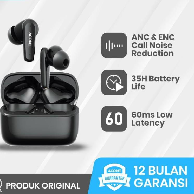 Acome T5NC ANC TWS Headset Earphone Bluetooth 5.2 ENC Call Noise