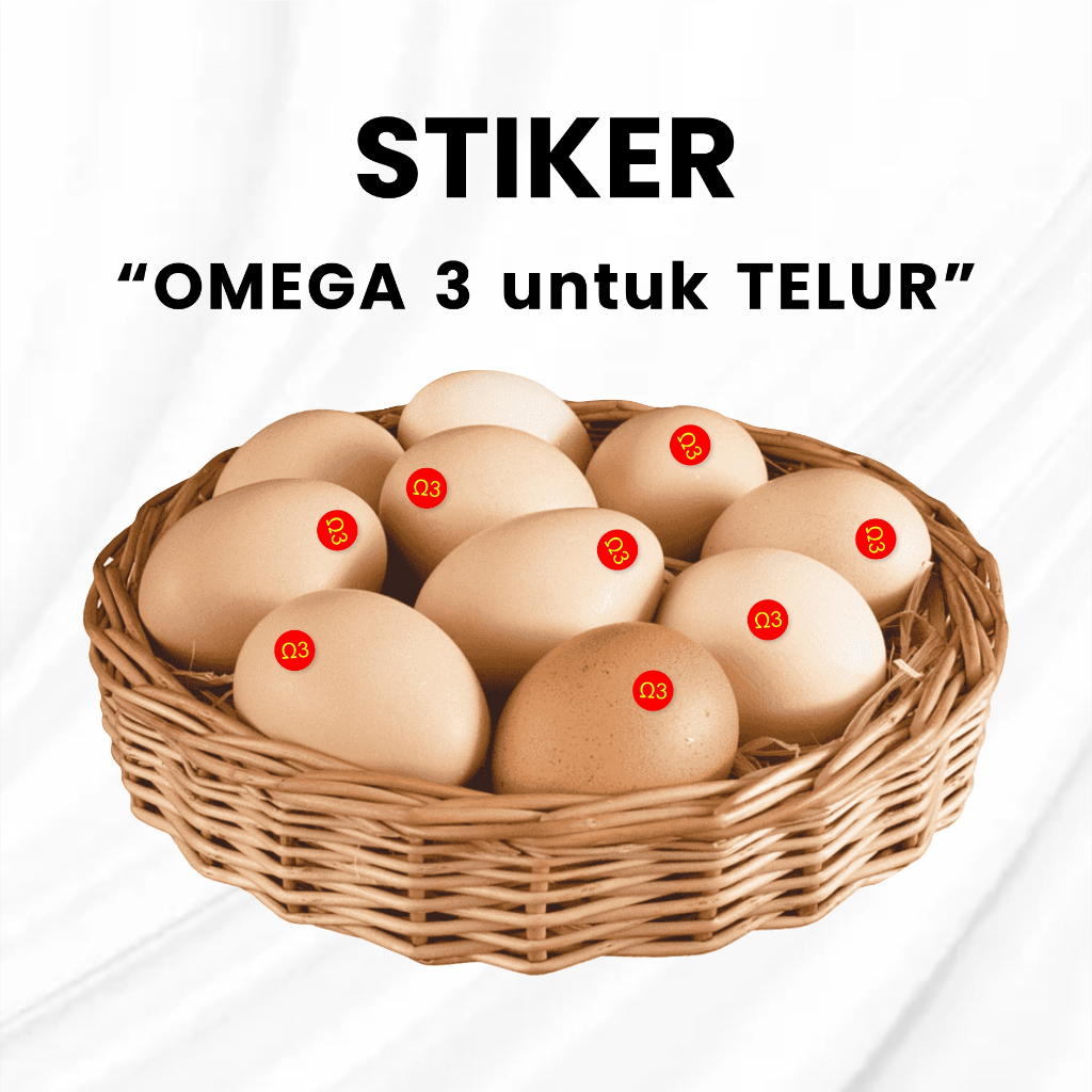 

Stiker Kecil Omega-3 Telur - Label Nutrisi Telur Sehat Bergizi dengan Desain Menarik