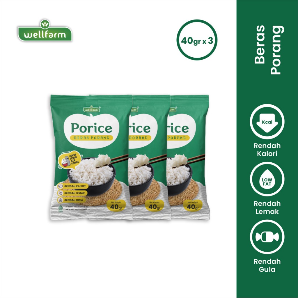 

Porice Beras Instan Porang Wellfarm Tinggal Seduh Kemasan Sachet Isi 3pcs