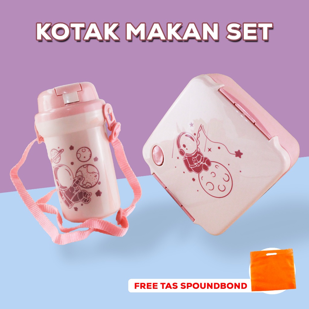 Kotak Makan Anak Set Botol Minum Karakter Lucu Kotak Bekal Makan Sekolah Anak Serbaguna FH-6