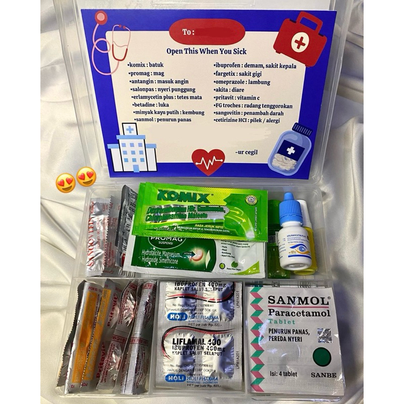 Apotek Mini Gift | Mini Apotek | Hampers Vitamin Buat Pacar | Obat Umum/Obat Generik | Kado Ulang Ta