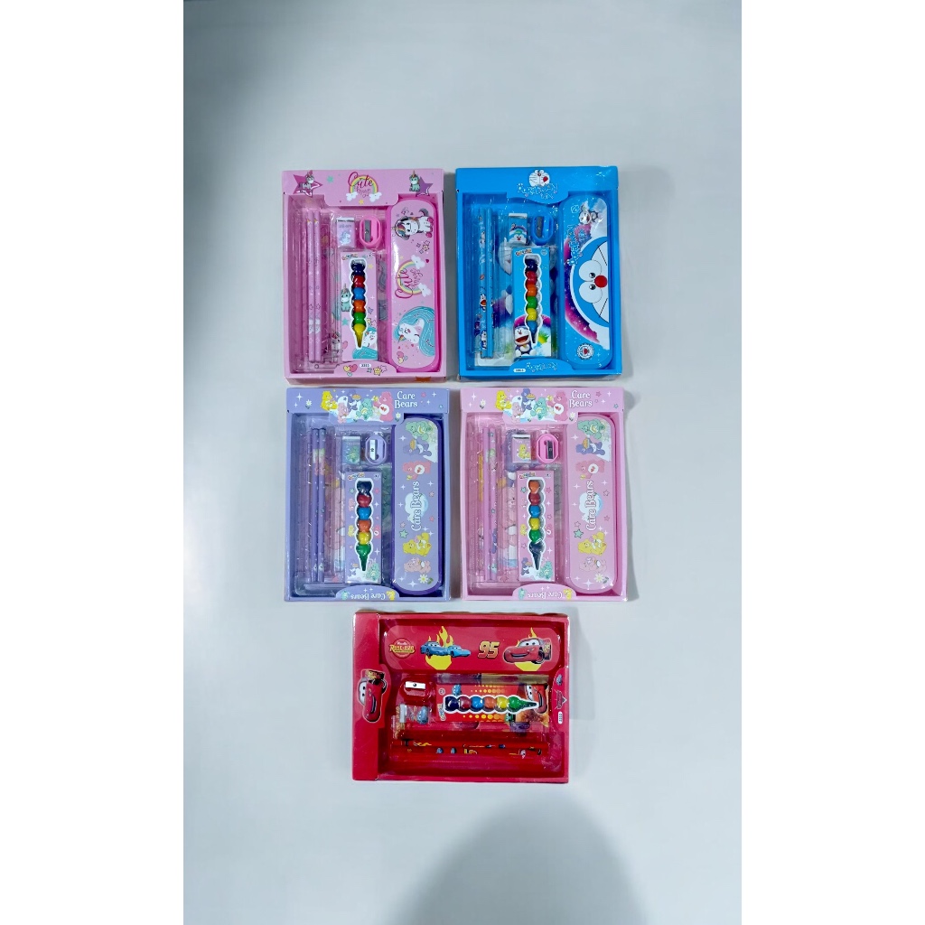 

Stationery set sanrio melody kuromi purin cinnamoroll mobil cars spiderman doraemon hello kitty/ set alas tulis anak / kado anak sekolah / hadiah anak sekolah/ study set / set alat tulis karakter