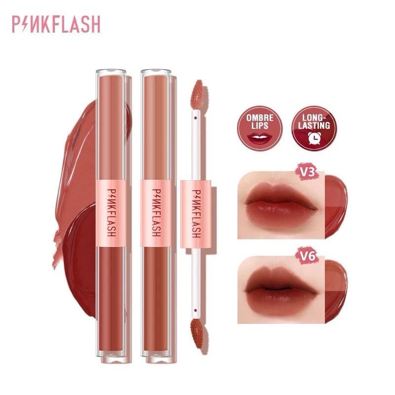 PINKFLASH 2in1 Duo Lipgloss Dual Ended Liquid Matte  Lipstik Velvet Tint