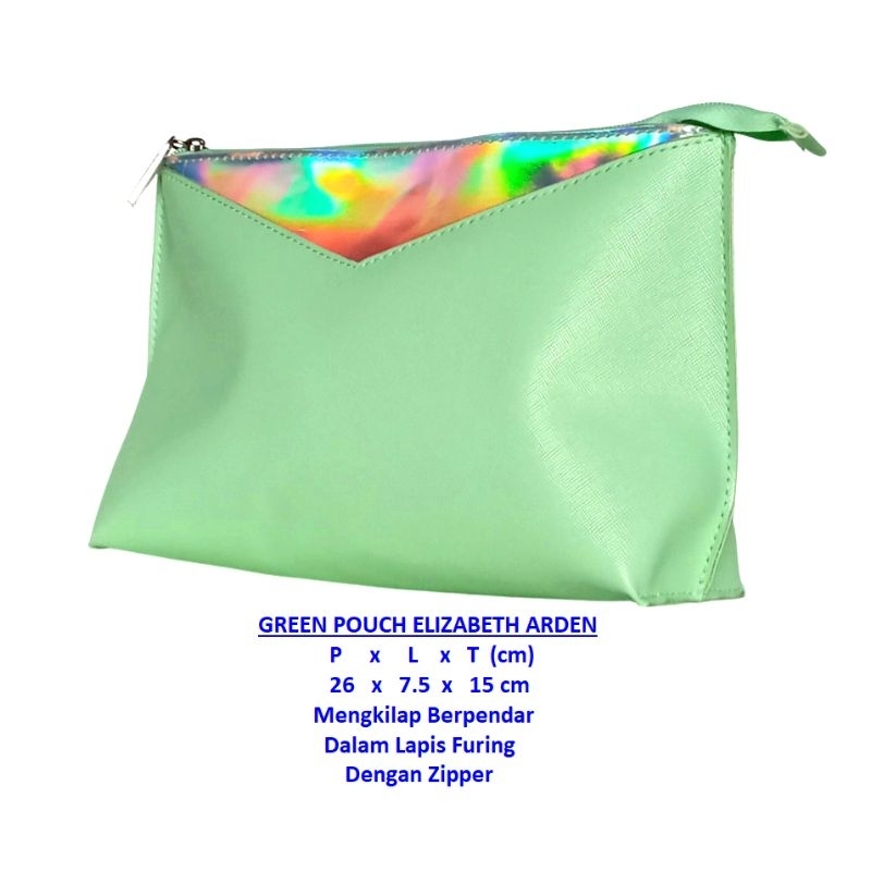 LIMITED EDITION ELIZABETH ARDEN CLUTCH / POUCH / HAND BAG HIJAU MINT BERPENDAR