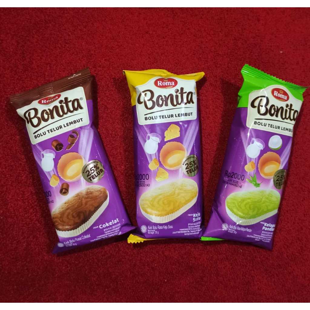 Bonita bolu telur lembut 30g / Roma bolu nonita coklat keju pandan