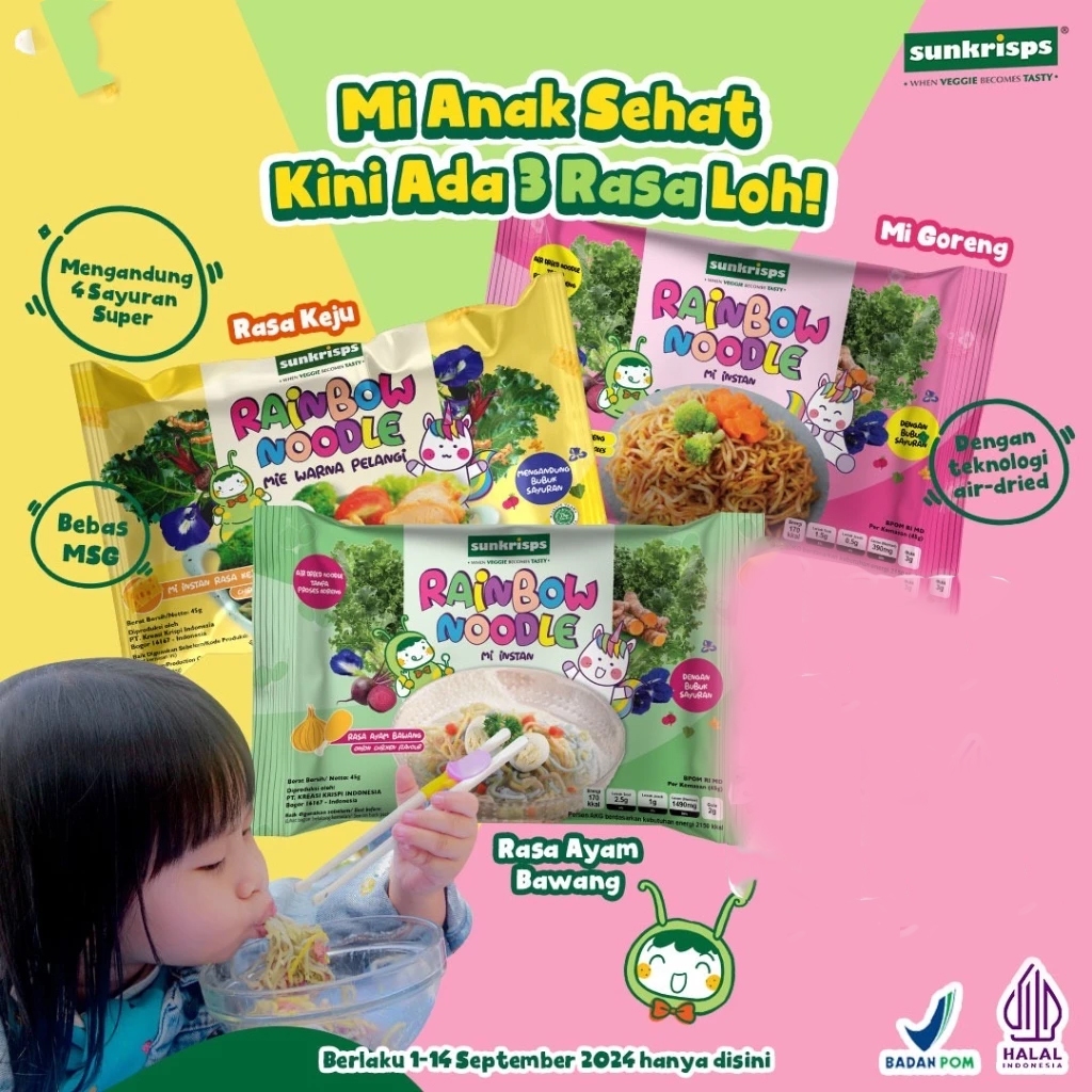 

Sunkrisps Rainbow Noodle | Mie Keju Pelangi