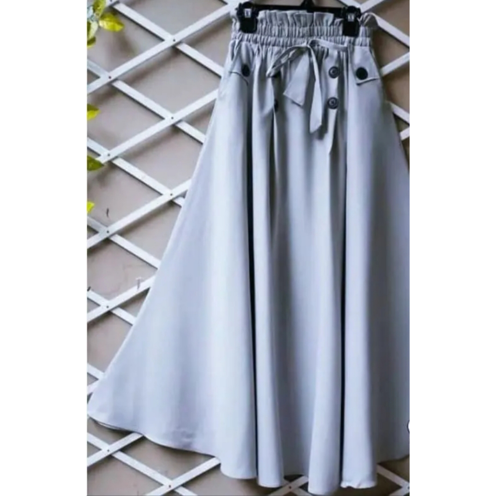 Rok Kancing Korean Stel Bahan Moscrepe