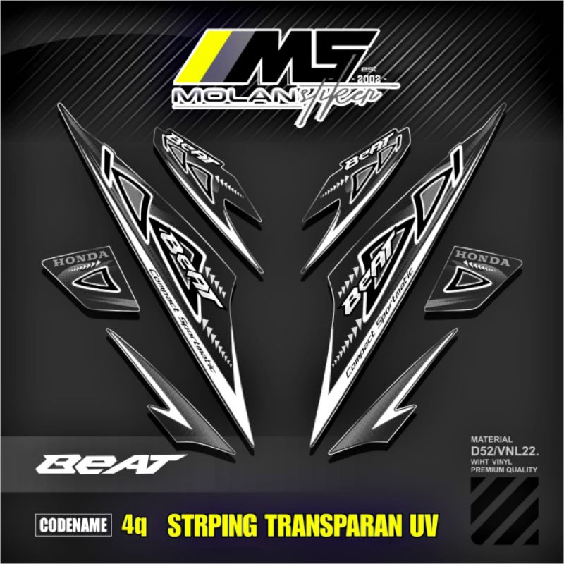 Decal Sticker Striping Variasi Transparan Uv Beat Karbu Motif Ori 2012/2013 Beat Carburator Transpar
