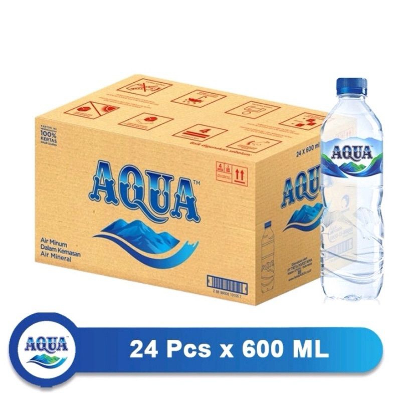 

AQUA BOTOL AIR MINERAL 600 ML 1 DUS / 1 KARTON ISI 24 BOTOL