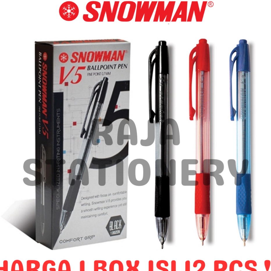 

SNOWMAN BALL PEN CLICKER BLACK BLUE RED PENA PULPEN CETEK SNOWMAN V5 HITAM BIRU MERAH LUSIN 12PCS