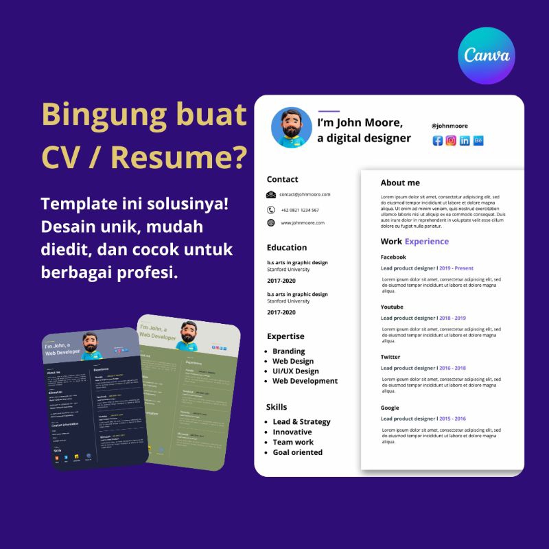 Jasa Bikin Cv / Resume | Desain Template Canva Premium