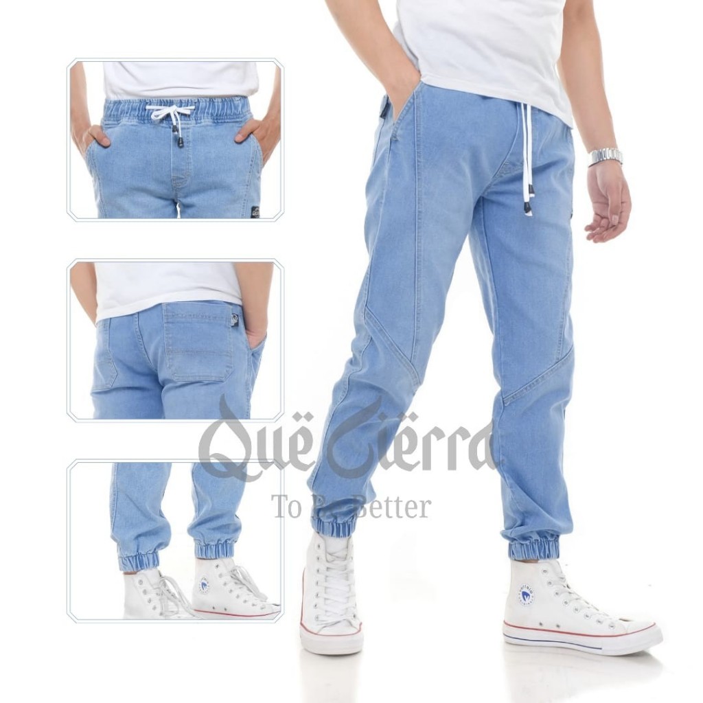 Celana Jeans Jogger Polos Panjang Pria Kekinian - Celana Korean Jeans Jogger - Jogger Style Korea