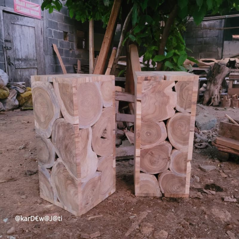 Kursi / Bangku Antik Kotak Bonggol Akar Kayu jati Big Size