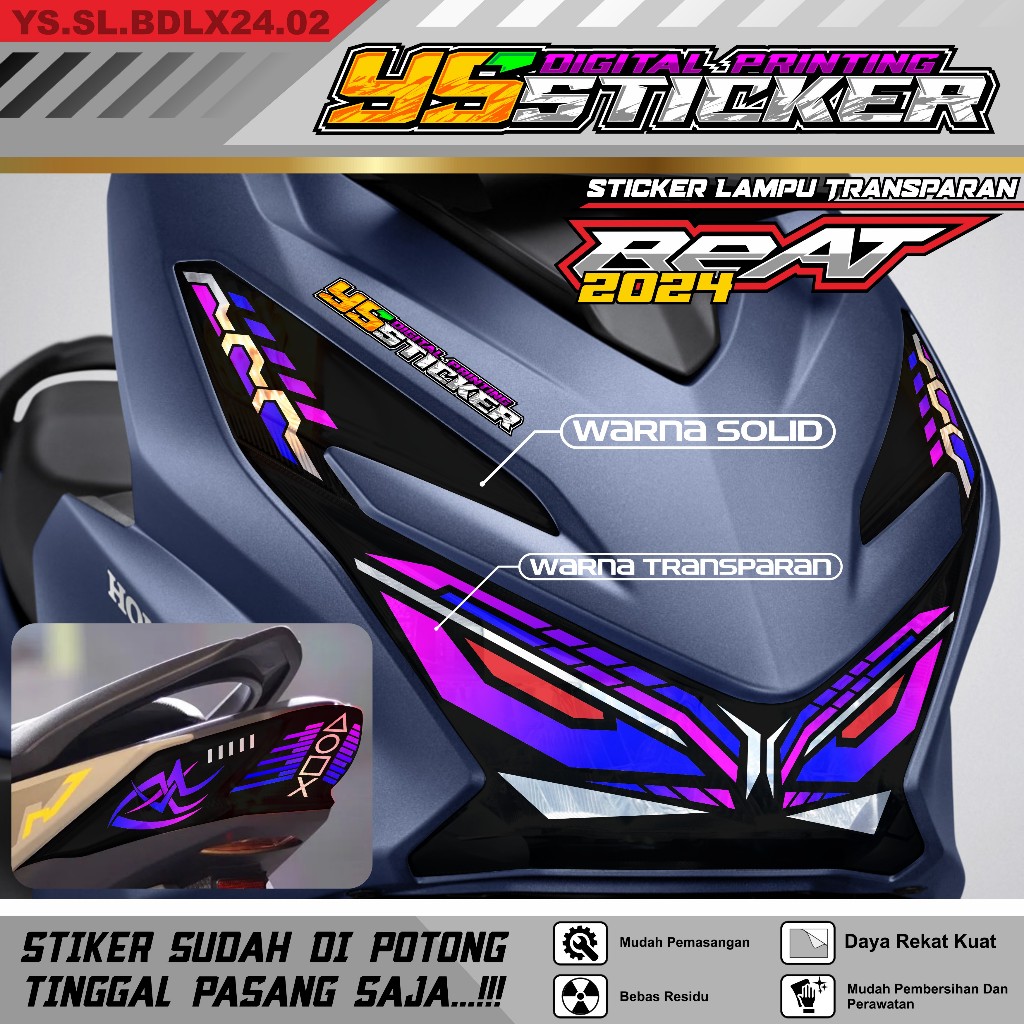 STIKER Alis lampu BEAT DELUXE 2024 - variasi stiker mata alis HONDA BEAT DELUXE GEN 2.YS- 02