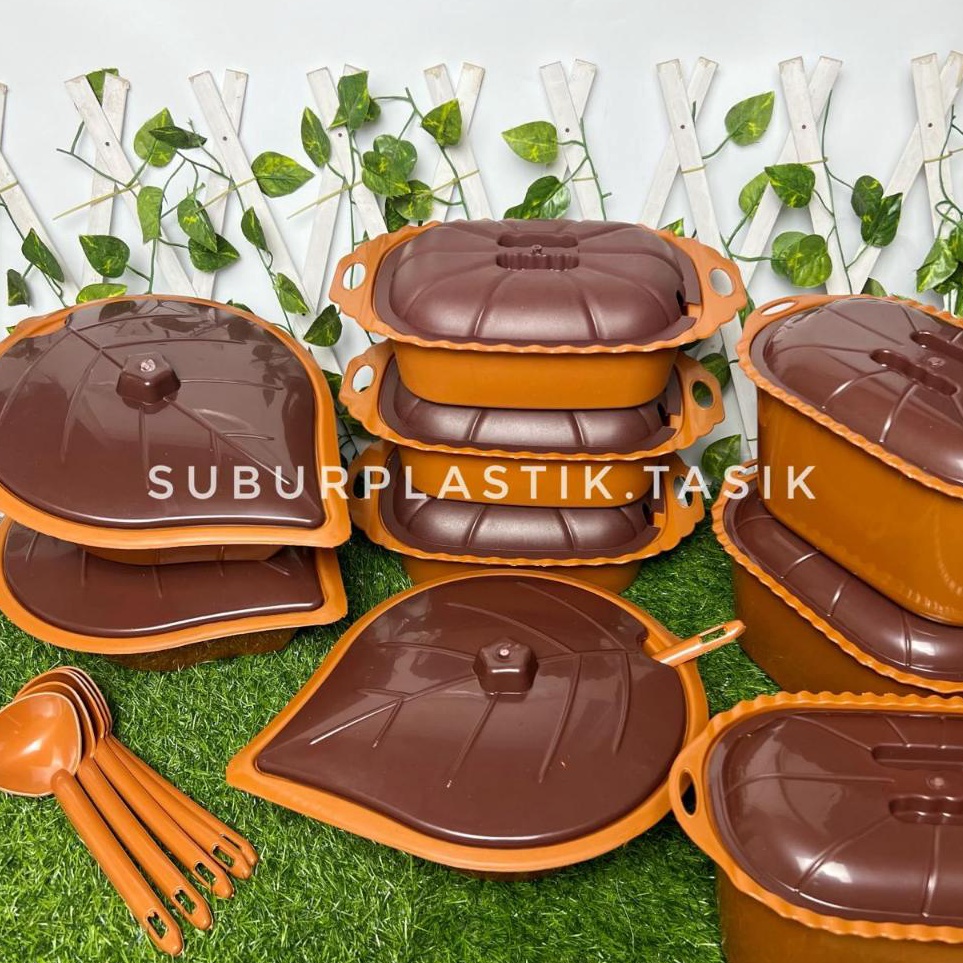 Serbu Grosir  Basi Prasmanan LS Nagoya Isi 6 pcs FREE CENTONG Bakul Nasi Wadah Sayur Plastik Coklat 