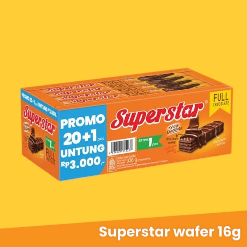 

superstar wafer cokelat 20 x 16 gr