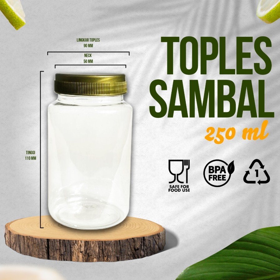 Toples sambal 250ml Bulat / Jar sambal 250ml / Toples bulat / Toples bumbu / Toples sambal