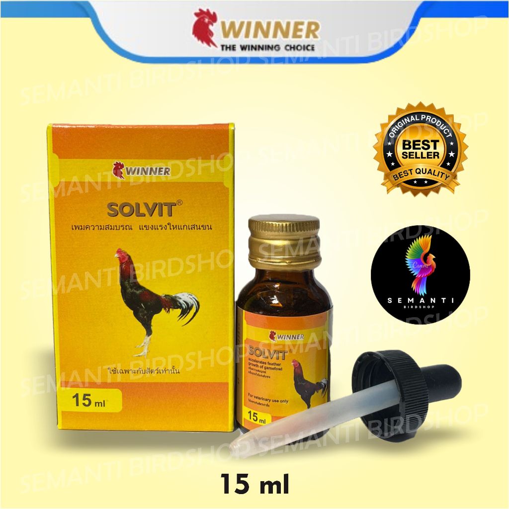 JUAL WINNER SOLVIT 15 ML MEDION VITAMIN AYAM BURUNG BEBEK MEMBANTU PROSES RONTOK MABUNG MOULTING