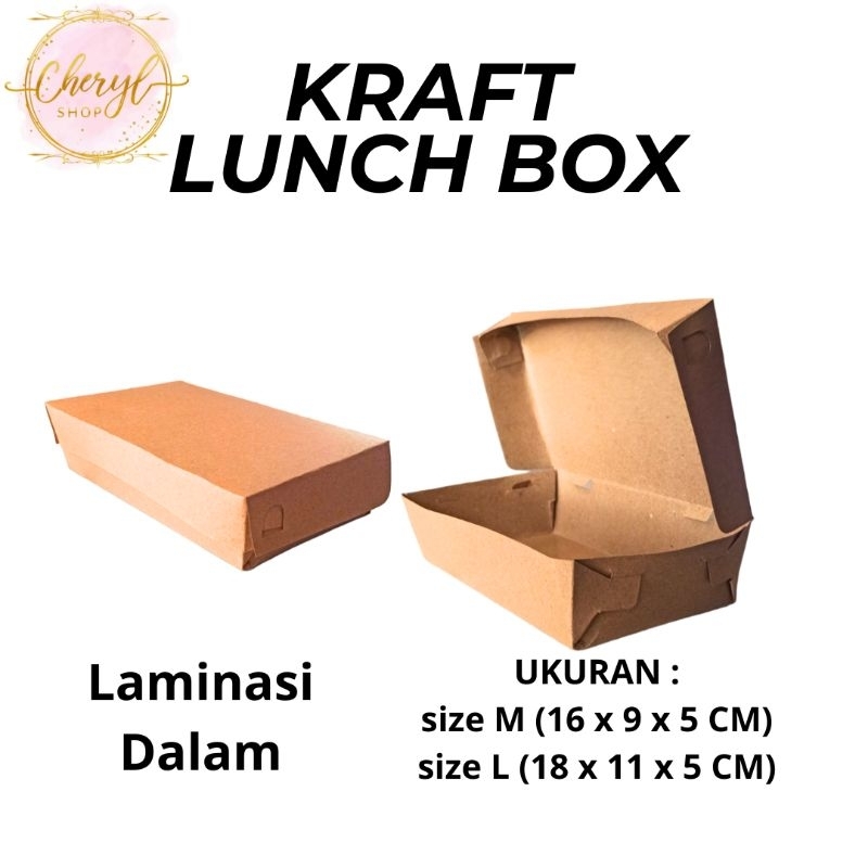 

(10 PCS) DOS / DUS KUE LUNCH BOX KRAFT LAMINASI SIZE M dan L / Kardus Box Kotak Hampers Lunch Box Kraft Laminasi