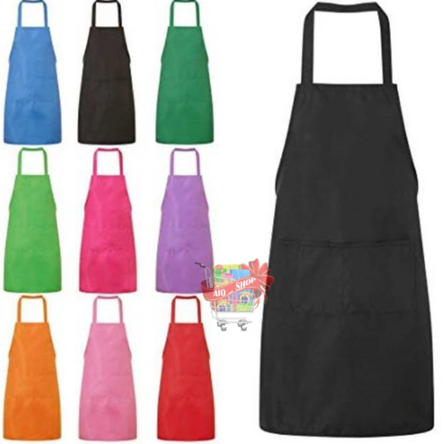 Celemek Dapur Kain Polos Katun Drill Kain Apron Aksesoris Memasak | AIO