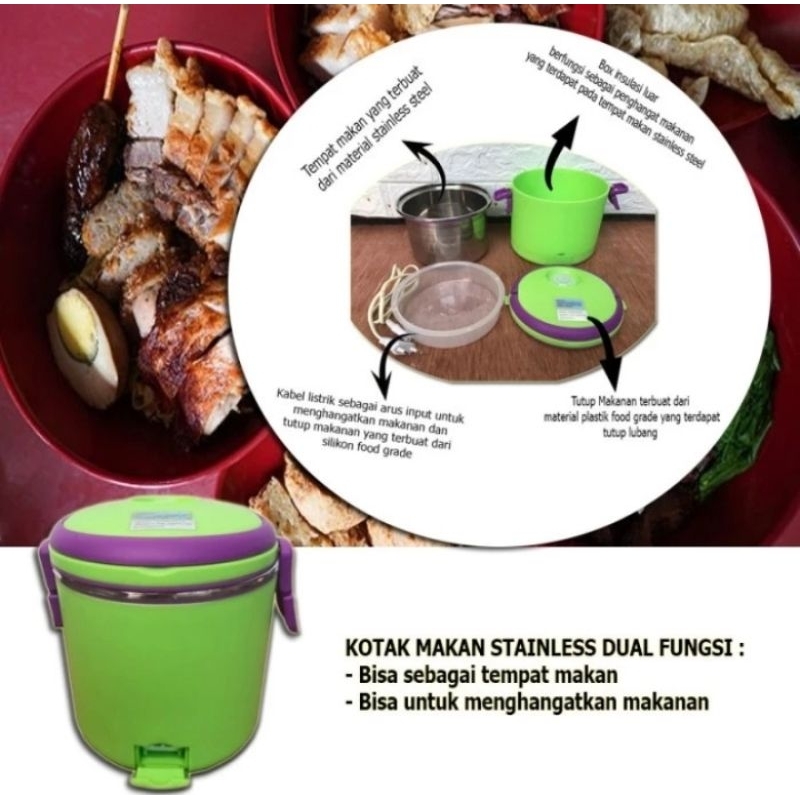Kotak Makan Pemanas Elektrik Stainless
Dual Fungsi Box Bekal Makan