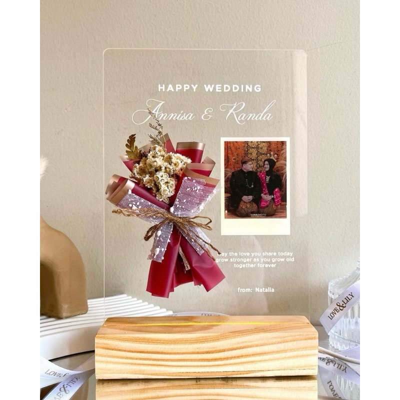 Akrilik Custom Bouquet Foto Polaroid | Lampu Plakat Akrilik Custom | Akrilik Foto | Kado Unik | Plak