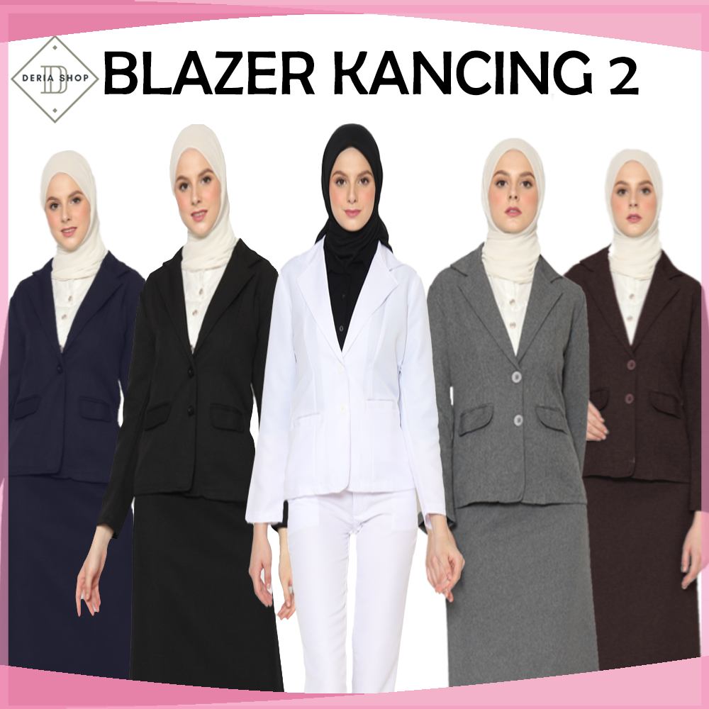 Blazer Formal Wanita, HITAM PUTIH ABU DONGKER S-5L JUMBO BIG SIZE Jas Blazer Kantor Wanita, Blezer C