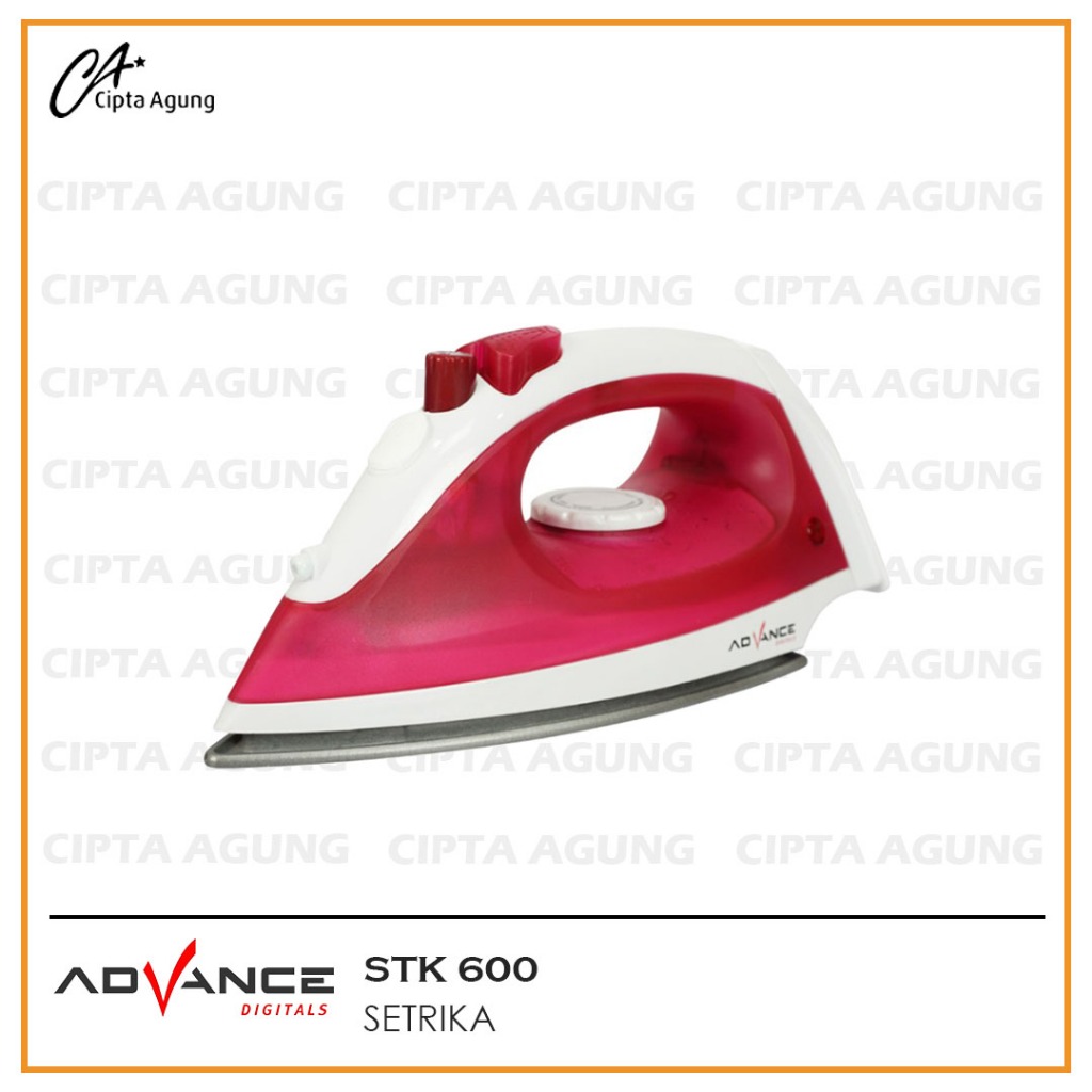 Setrika Uap Advance STK-600 - Pengatur Suhu Sesuai Jenis Kain, Anti Lengket, 3 Warna Tersedia