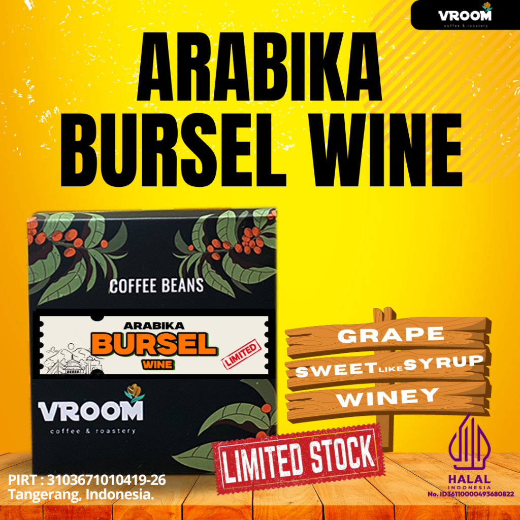 

Coffee Arabica Bursel Wine Petik Merah Roasted Bean Arabika Biji Matang Bubuk 200Gram