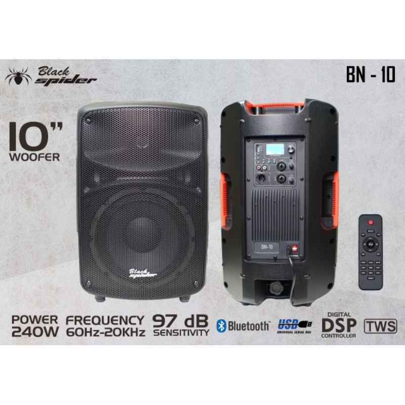 SPEAKER AKTIF BLACK SPIDER 10INCH WOOFER BN10 HARGA PER1 BUAH