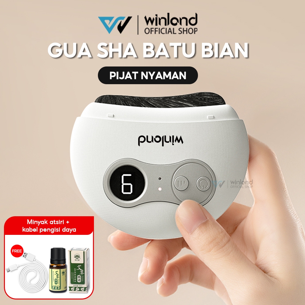 {ORI}Winland Gua Sha Alat Pijat Elektrik Face Massage Natural Bianstone Fisioterapi Kerokan Badan