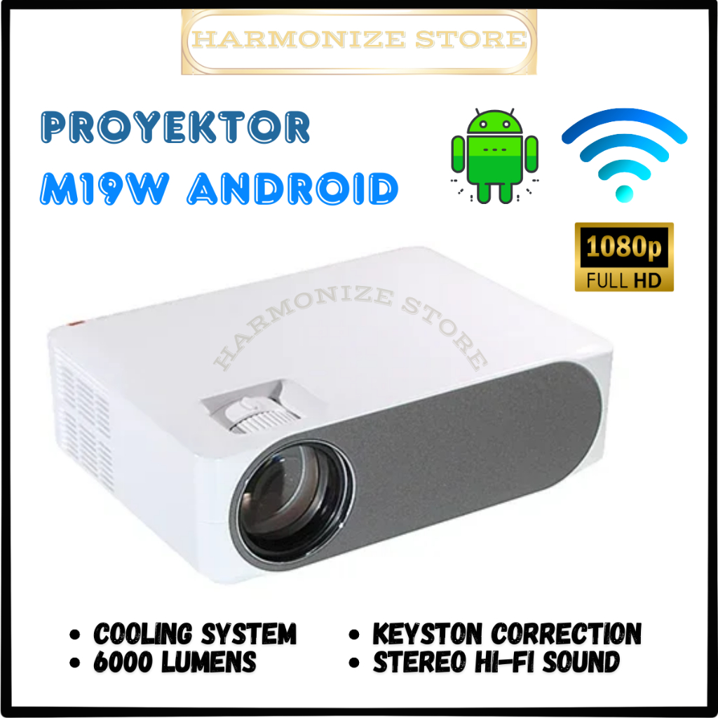 Proyektor M19 Android 6000 Lumens Full HD