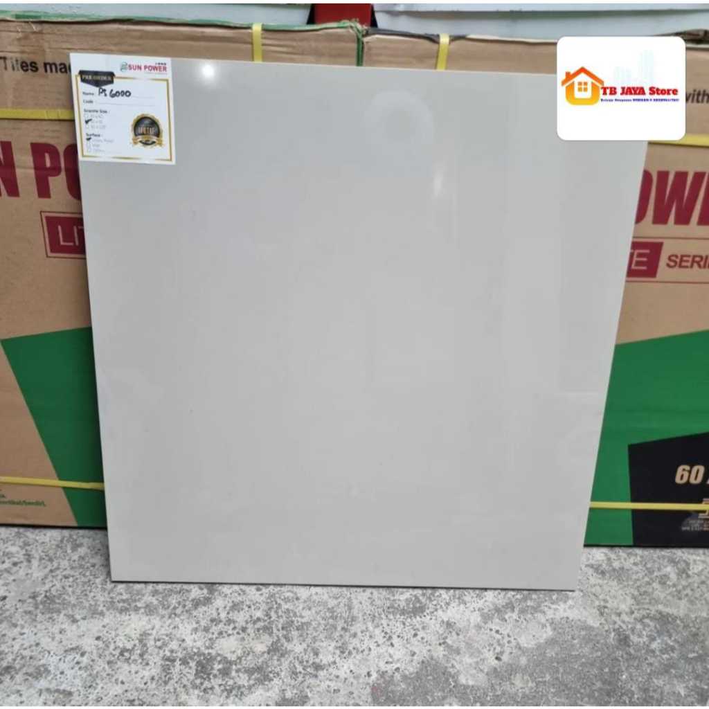 GRANIT LANTAI DAN DINDING KILAP DOUBLE LOADING 60 X 60 PS6000 CREAM POLOS SUN POWER