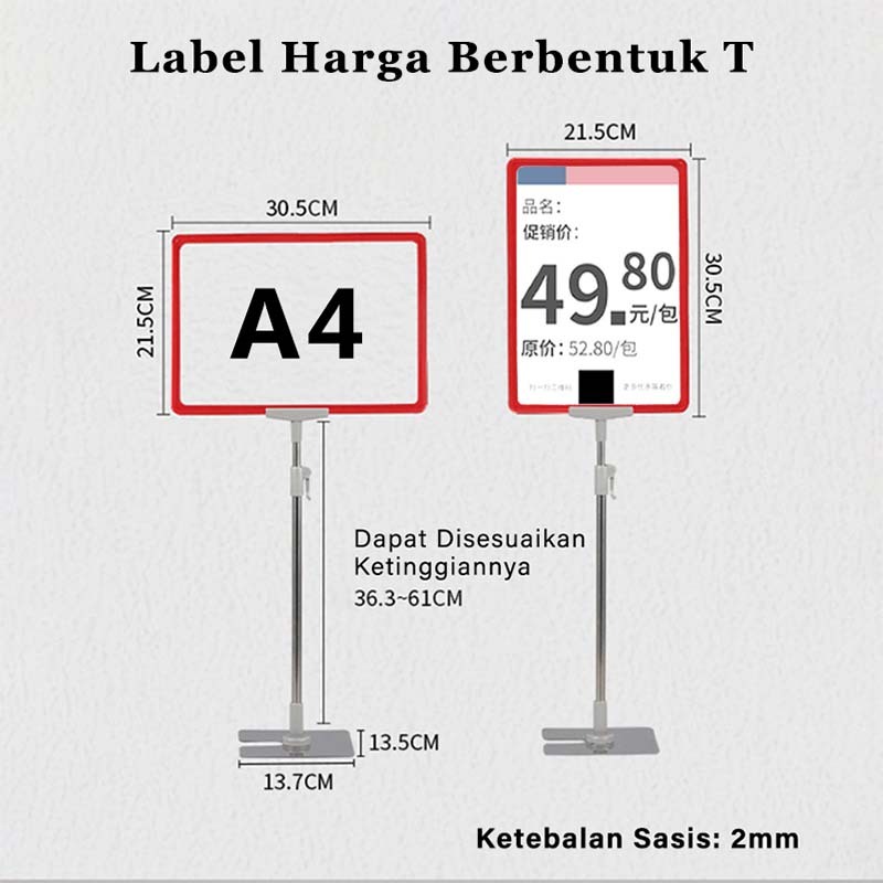 

Stand Promosi Toko Telescopic 1set Papan Promo A4 Pop up Frame Display Promo Price Tag