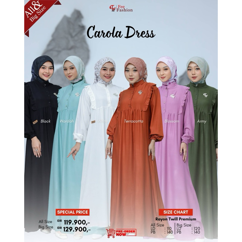 Carola Dress, gamis polos, gamis adem, gamis fee fashion, dress adem, dress fee fashion