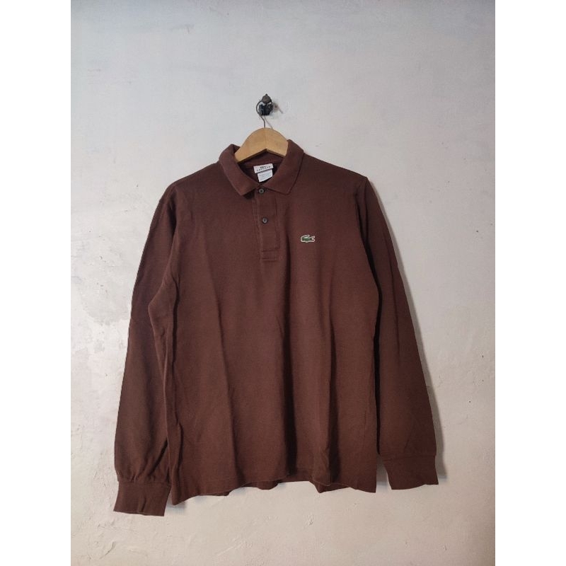 POLO LONG SLEEVE LACOSTE DARK BROWN VINTAGE SECOND ORIGINAL NOT POLO RALPH LAUREN