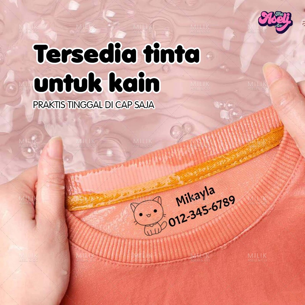 

RB Stempel Nama Custom bentuk Fancy: Lucu & Serbaguna! Bisa Kertas & Kain! Cepat jadi.