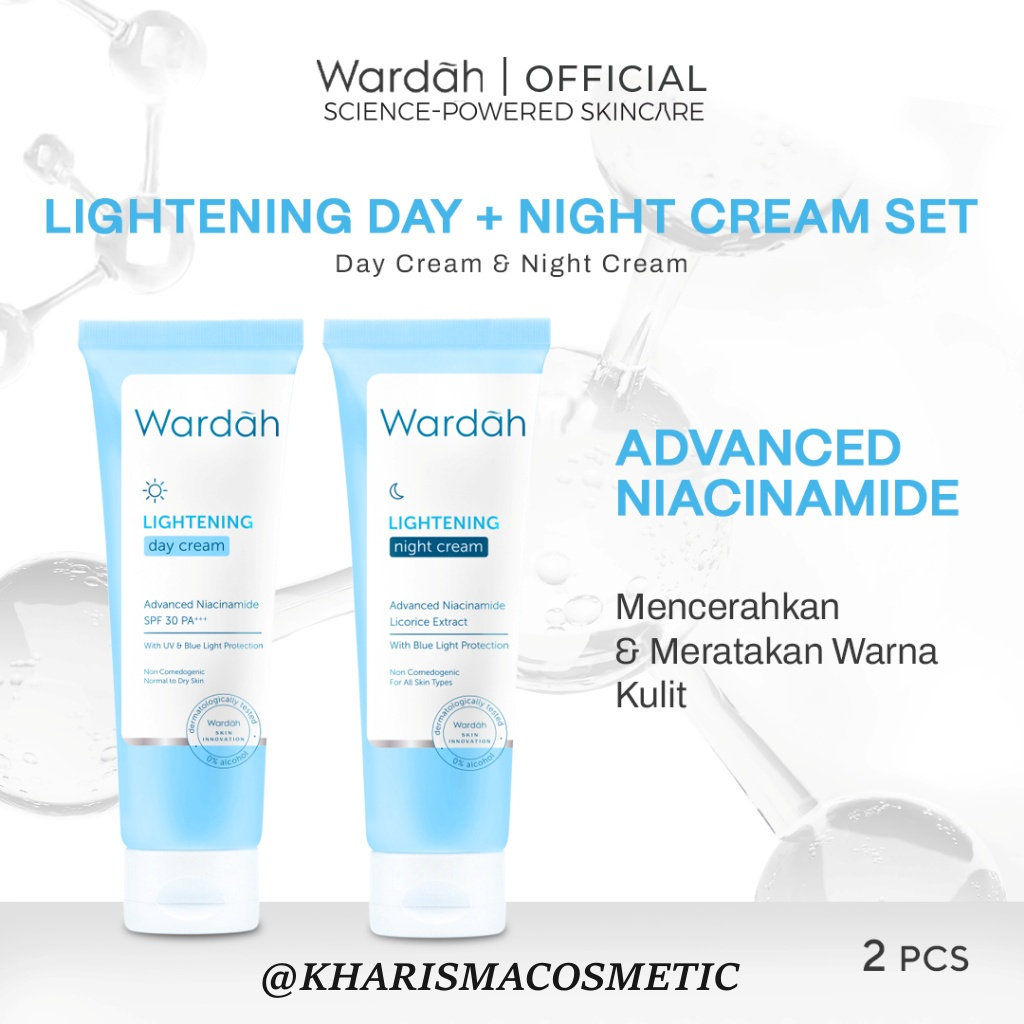 Wardah Lightening DAY Night Cream tube 20 ml - krim malam DAN siang pencerah & pemutih BPOM