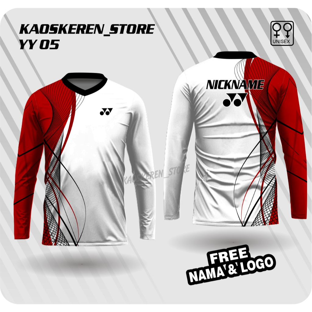 jersey badminton lengan panjang baju bulutangkis pria wanita kaos olahraga badminton jersey voly jer