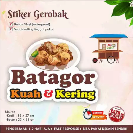 

STIKER KACA GEROBAK VINYL BATAGOR KUAH KERING / LABEL MAKANAN