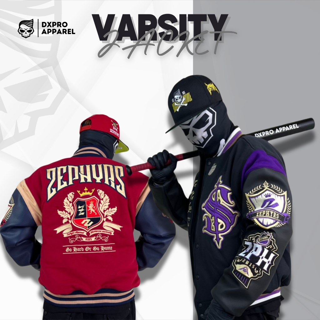 VARSITY JACKET ZEPHYRS BLACK SKULL UNIVERS