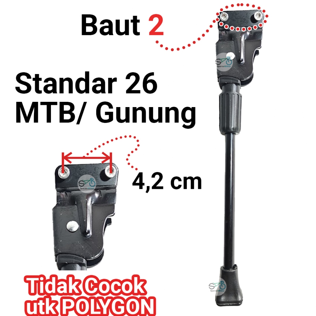 Standar Sepeda 26 MTB Baut Lubang 2 Sepeda Gunung Hitam